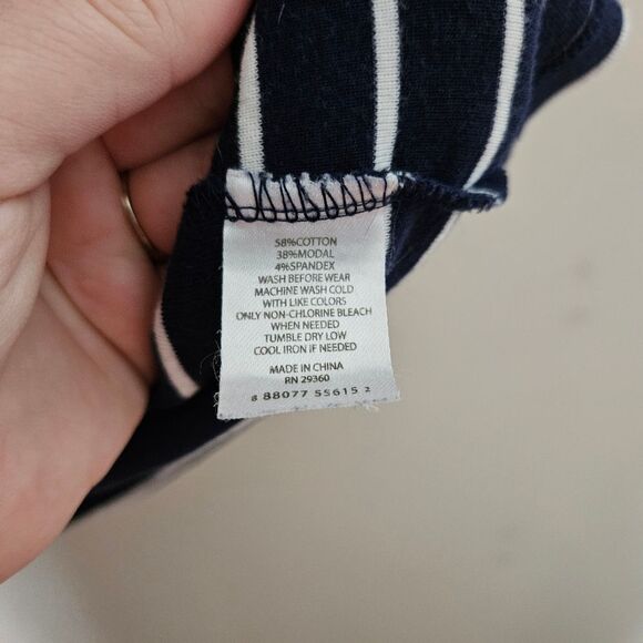 Dip Top Striped Navy White 3/4 Sleeves Crewneck Casual Neutral Comfy Staple - Picture 6 of 7